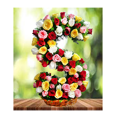 Click here for more on S Letter Shape Mixed Roses Flower Arrangement