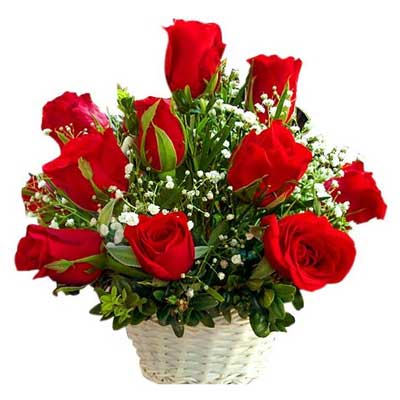 Click here for more on Flower Basket with Roses and Fillers
