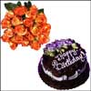 Click here for more on Rose Blooms - 1kg chocolate cake+ 20 Orange Roses
