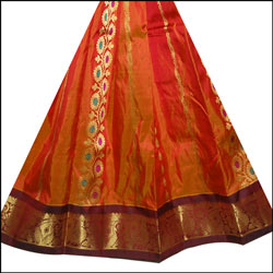 Click here for more on Goldenyellow Pattu Parikini with contrast border SNT-11 (unstitched)