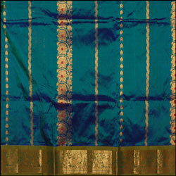 Click here for more on Peacock blue Pattu Parikini with contrast border SNT-13 (unstitched)