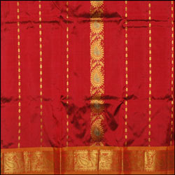 Click here for more on'Maroon Pattu Parikini with contrast border SNT-16 (unstitched)'