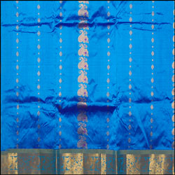 Click here for more on'Ananda Blue Pattu Parikini with Contrast border SNT-17(unstitched)'