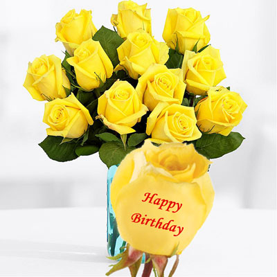 happy birthday yellow roses images