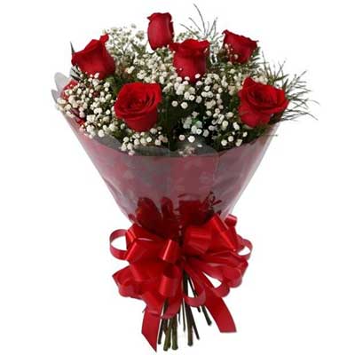 Click here for more on 6 Red Roses Flower bunch