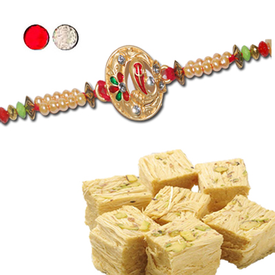 Click here for more on Rakhi - FR- 8060 A (Single Rakhi),500gms of Haldiram Soanpapdi Sweet