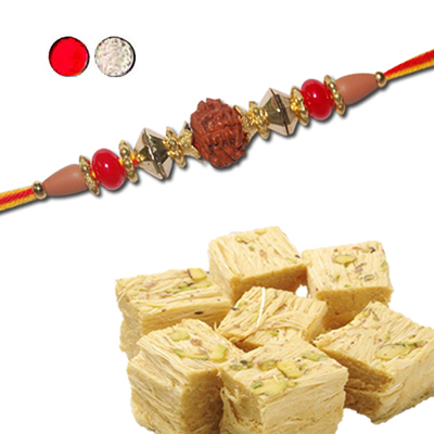 Click here for more on Rakhi - FR- 8020 A (Single Rakhi),500gms of Haldiram Soanpapdi Sweet