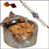 Click here for more on Dryfruit Pot + Pearl Rakhi - code08