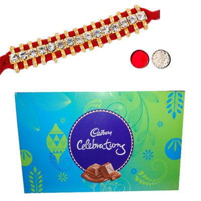 Click here for more on Stone Rakhi - SR-9160 Single Rakhi), Cadbury celebrations Gift box