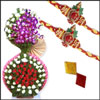 Click here for more on Designer Rakhi - (2no.) + Grand Flower arrangement