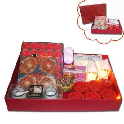 Click here for more on Designer Gift Box with candles and diyas