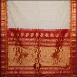 Click here for more on Gadwal Seiko Saree Rich pallu Halfwhite Color (With Blouse)SHS-5