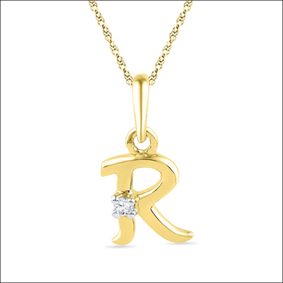 Click here for more on 18kt Gold Alphabet R Diamond Pendent - PF015215