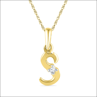 Click here for more on 18kt Gold Alphabet S Diamond Pendent - PF015216