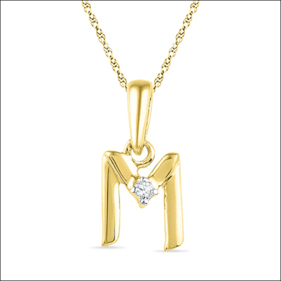 Click here for more on 18kt Gold Alphabet M Diamond Pendent - PF015225