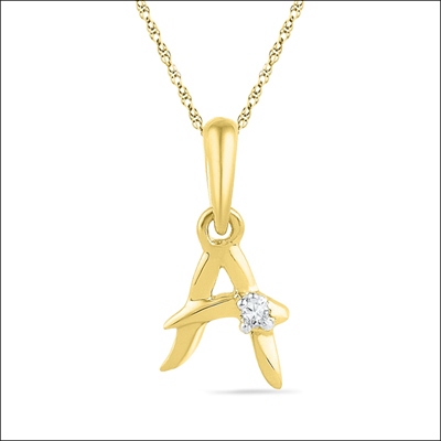 Click here for more on 18kt Gold Alphabet A Diamond Pendent -PF015227