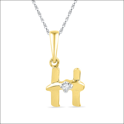 Click here for more on 18kt Gold Alphabet H Diamond Pendent - PF015229