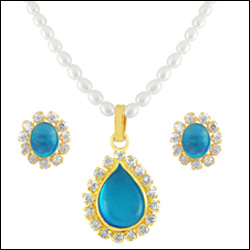 Click here for more on New sky blue stone pearls set - SJPDEC-024A
