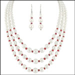 Click here for more on 3 String White Pearl Necklace Set - sjpjn-225c