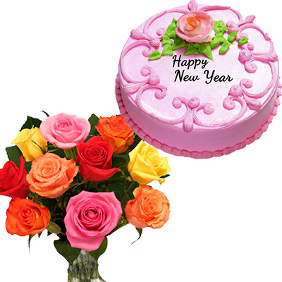 Click here for more on Round shape strawberry flavour cake - 1kg , Flower bunch