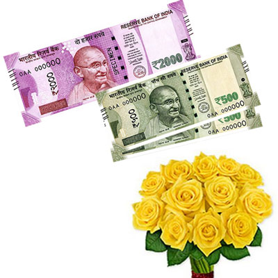 Click here for more on Cash - Rs. 3,001 with Yellow flowers