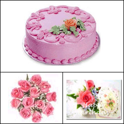 Click here for more on Cake n Flowers - Pink Combo