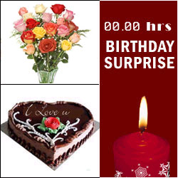 Click here for more on Mixed (20) Roses with Vase n Cake