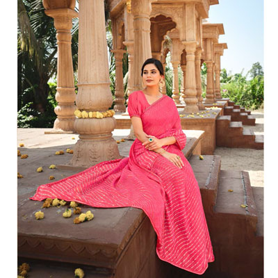 Click here for more on Fancy Silk Saree Seymore Kesaria -11370 (Express Delivery)